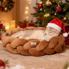 CHEERPALS Weave Cat Bed side view shows braid design for cozy lounging
