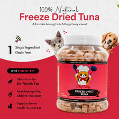Chef Kitty tuna treats in a bowl tempting pets with a healthy meal topper.
