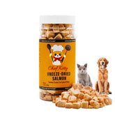 Chef Kitty salmón trocitos liofilizados para mascotas con sabor natural.