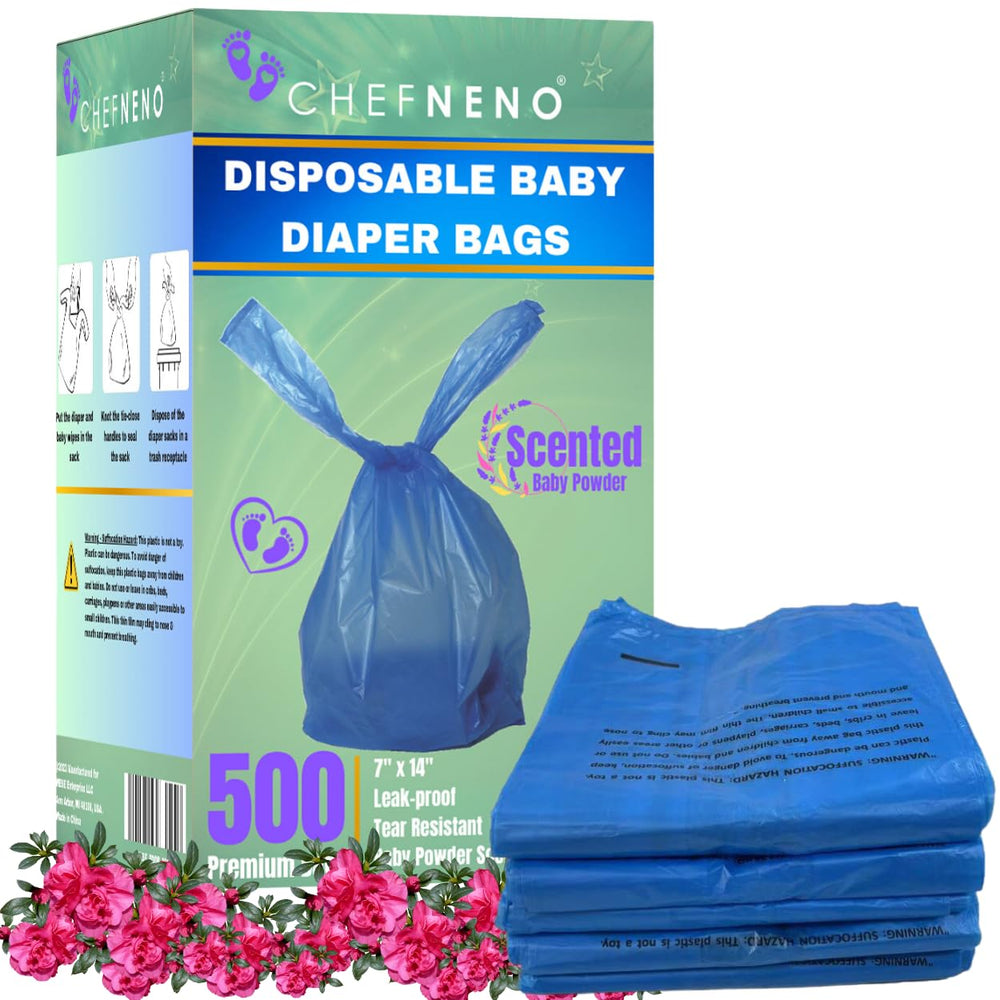 CHEFNENO diaper bags blue bulk pack ideal for quick diaper changes and mess containment.