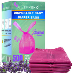 CHEFNENO baby diaper bags pink-500-count for leak-free disposal and easy cleanup.