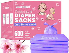 CHEFNENO cherry blossom scented diaper bags in bulk packaging for convenient shopping.