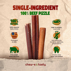 Chew-e&tasty bully-stick close-up showing natural beef texture for safe chewing
