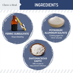 Aplicación suave con algodón humedecido de Chew + Heal Labs para control rápido.