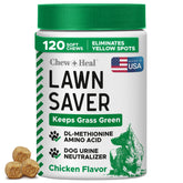 Chew + Heal Labs dog urine neutralizer bottle supports lawn recovery after pet urine.