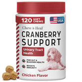 Chew + Heal Labs dog UTI soft chews close-up for convenient urinary support.
