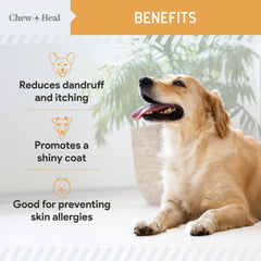Chew + Heal omega-3 softgel being served into dog food for easy feeding.