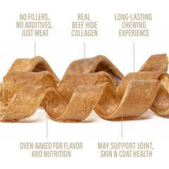 Chewer's Joy Collagen Spring Stick closeup highlighting the spring shape for engaging chewing.