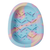 CHEWFFON lick-mat-bowl rainbow top view highlights safe, extended mealtime for pets.