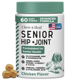 Chewheal Labs glucosamine dog soft chews bottle highlighting daily joint support
