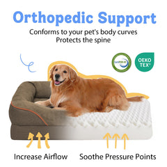 Chez Paw Orthopedic XL bed 360 bolster close-up highlights secure snuggling and neck support.