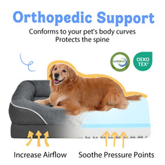 Chez Paw washable orthopedic bed XL bolster detail highlighting secure, cozy head and neck support