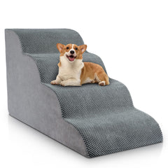 Chic Threads four-step dog stairs show 20.5-inch height for bed access.