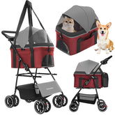 Chihuahua 2-in-1 foldable pet stroller with canopy enabling easy outdoor strolls for small pets.