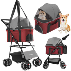 Chihuahua 2-in-1 foldable pet stroller with canopy enabling easy outdoor strolls for small pets.