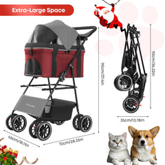 Chihuahua stroller 360-front-wheels for smooth turning on sidewalks and grass.