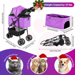 Chihuahua pet stroller breathable mesh canopy provides cool visibility