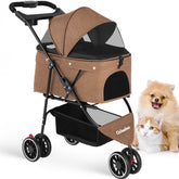 Chihuahua pet stroller front view with 3 wheels for smooth, safe outings