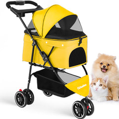 Chihuahua pet stroller front view demonstrates safe, comfortable travel for small pets