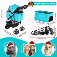 Chihuahua pet stroller side view shows breathable mesh for airflow and visibility.