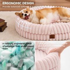 ChiXnuggle dog bed large pink side view highlighting wraparound bolster for secure curling