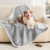 ChiXnuggle waterproof dog blanket front faux fur closeup showing plush texture.