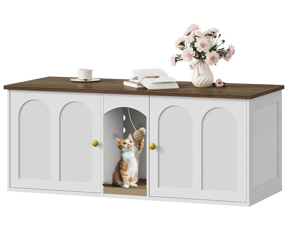 CHOEZON 47.2'' double cat litter enclosure front view shows hidden litter box