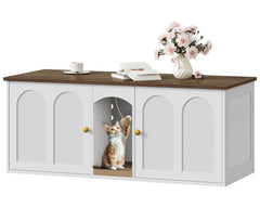 CHOEZON 47.2'' double cat litter enclosure front view shows hidden litter box