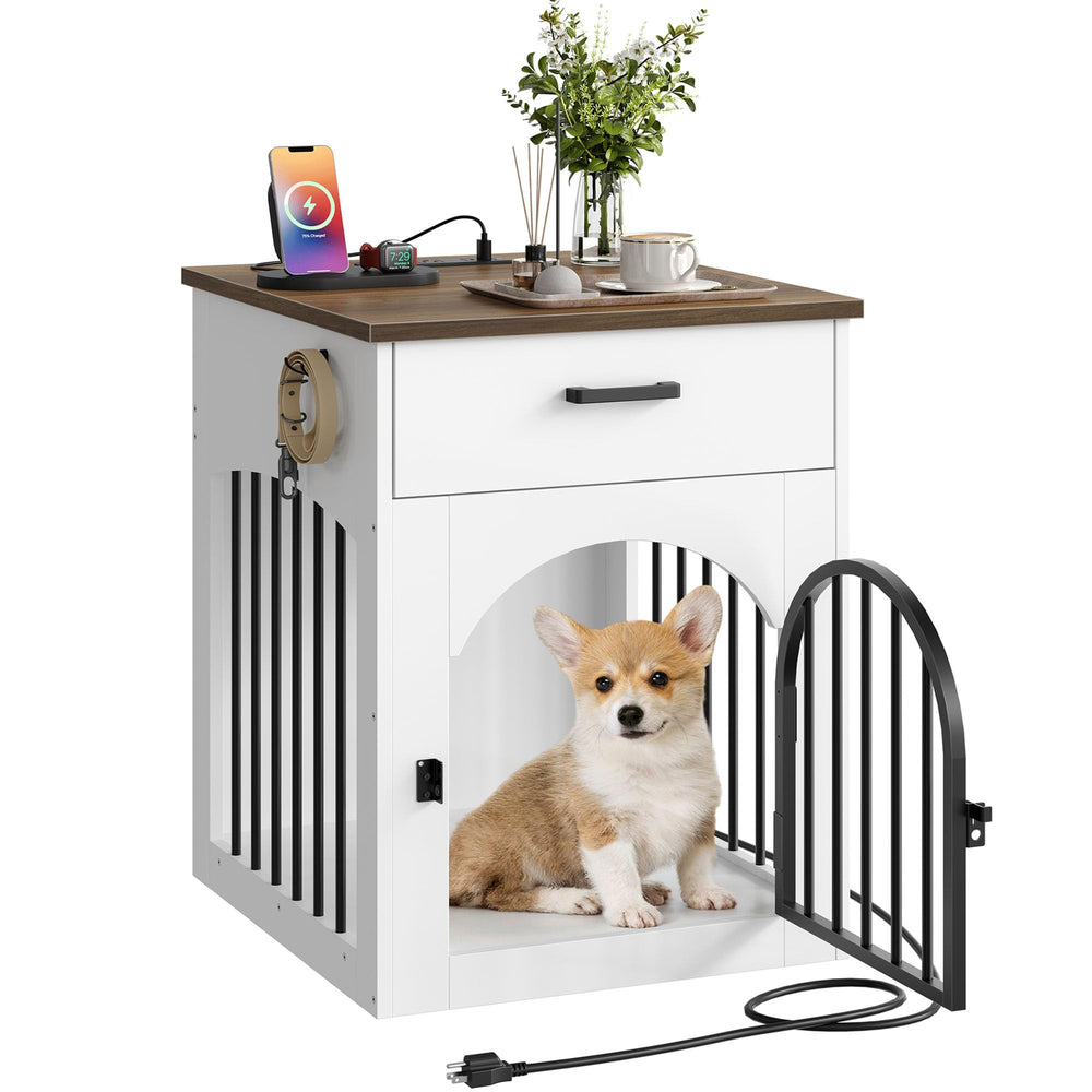 CHOEZON dog crate furniture top board and drawer for storage display.