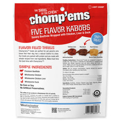 CHOMP EMS Five Flavor Kabobs real chicken breast wrapped treats offer tasty rewards.