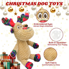 Chongqile reindeer dog toy close-up with red antlers supports teething.