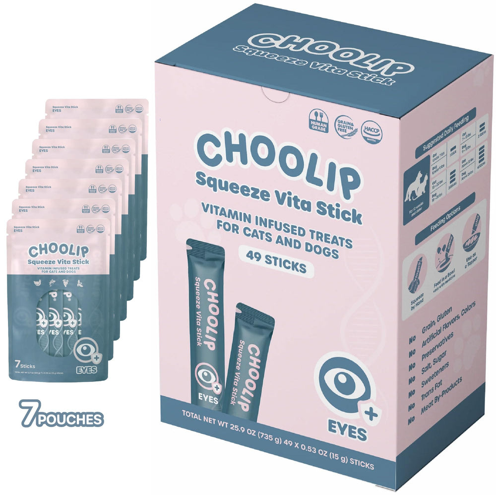 Choolip Squeeze Vita Stick box—a seven-pouch box for convenient daily eye-support treats.