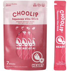 Choolip Squeeze Vita Stick hand-fed, convenient heart-support treat for pets.