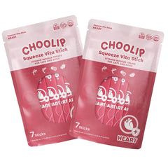 Choolip Squeeze Vita Stick pack-front shows 2×7 value bundle for heart-support treats