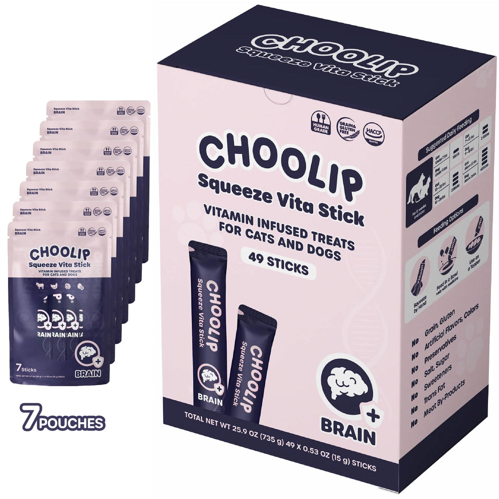 Choolip Squeeze Vita Stick packaging box showing ready-to-use brain-support snack