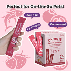 Choolip Squeeze Vita Stick label highlighting CoQ10, Taurine, L-Carnitine.