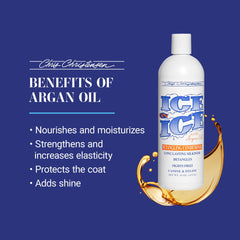 Chris Christensen Ice on Ice with Moroccan Argan Oil nourishes and moisturizes the coat.