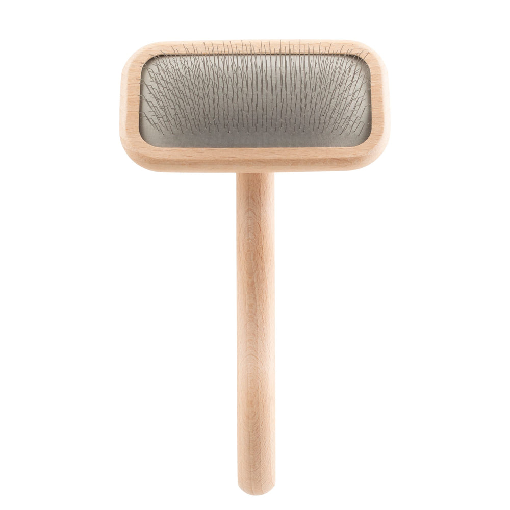 Chris Christensen Mark II Slicker Brush with small beech wood handle for gentle delicate coat grooming.