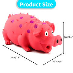 ChubbyPiggies squeaky pig toys action shot showing durable rubber for dogs of all sizes