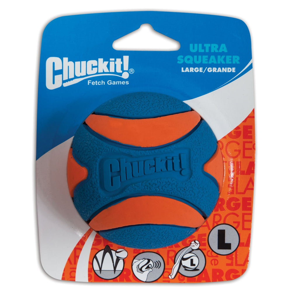 Chuckit Ultra Squeaker Ball 3-pack ready for high-energy fetch games.