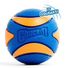 Chuckit Ultra Squeaker Ball XL in-use with launcher demonstrates easy launch and extended play