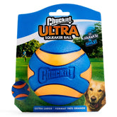 Chuckit Ultra Squeaker Ball XL side view highlighting its high bounce for interactive fetch