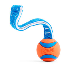 Chuckit Ultra Tug ball-end ready for fetch and tug play