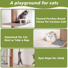 Chuiendi cat tree with multiple perches for elevated cat viewpoints and lounging.