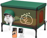 Chumajor heated outdoor cat house with inside camera for remote monitoring.