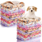 Chumia paw-print blanket pink on couch for cozy pets.