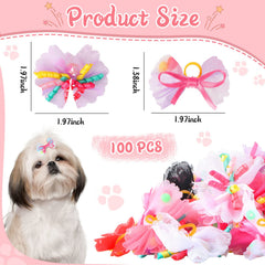 Chumia colorful rubber-band bows provide secure hold during grooming