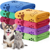 Chumia 8-pcs dog towels set in colorful prints for quick absorbent post-bath drying.
