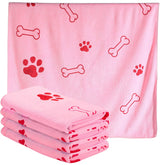 Chumia dog towels pink bone pattern highlight absorbent microfiber for quick post-bath drying.