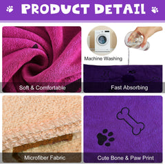 Chumia dog towels in dark purple emphasize a soft, skin-friendly feel.